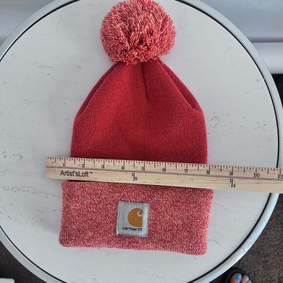 CARHARTT WOMENS LOOKOUT HAT BEANIE POM POM TWO TONE ORANGE ONE SIZE - Picture 9 of 9